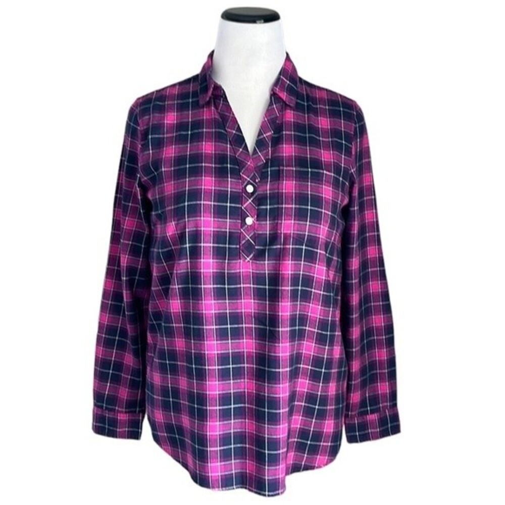 NWT J. Crew Women's Boyfriend Fit Plaid Popover Flannel Shirt Tunic Size S